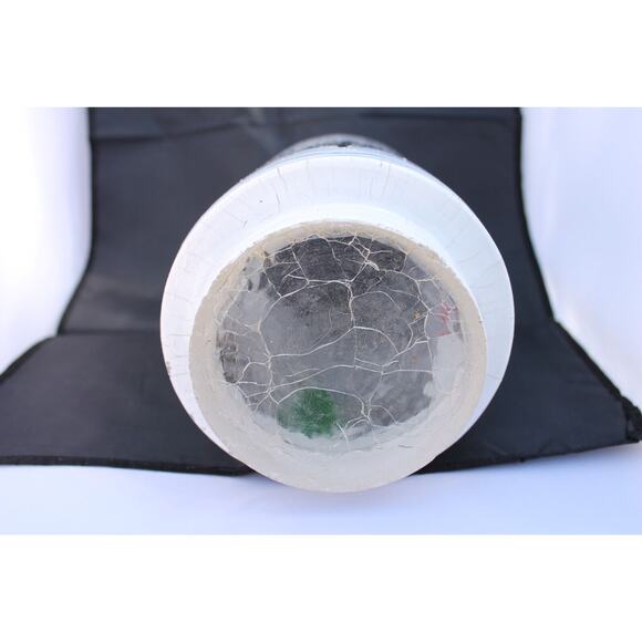 Clear Crackle Large Candle holder/Planter SNOWMAN COUPLE w/ Trees Hand painted - Picture 6 of 6